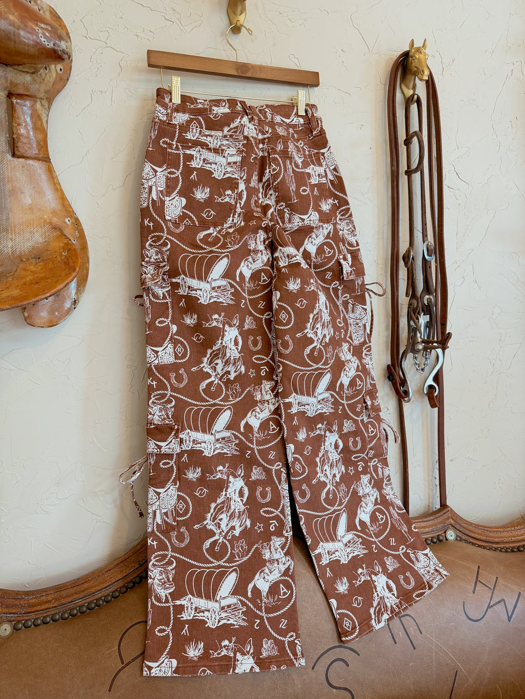 The Ranch Roundup Western Print Cargo Jeans- Size 7